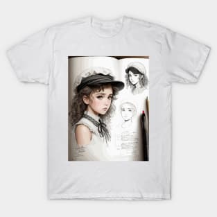 Pencil drawing. Portrait of a young lady T-Shirt